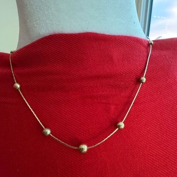 Gold Plated Necklace with Gold Bead Detail Clasp - Picture 6 of 6